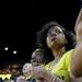 Michigan sophomore Paige Blessman looks to her friends during a watch party at Crisler Arena on Monday, April 8. Daniel Brenner I AnnArbor.com
